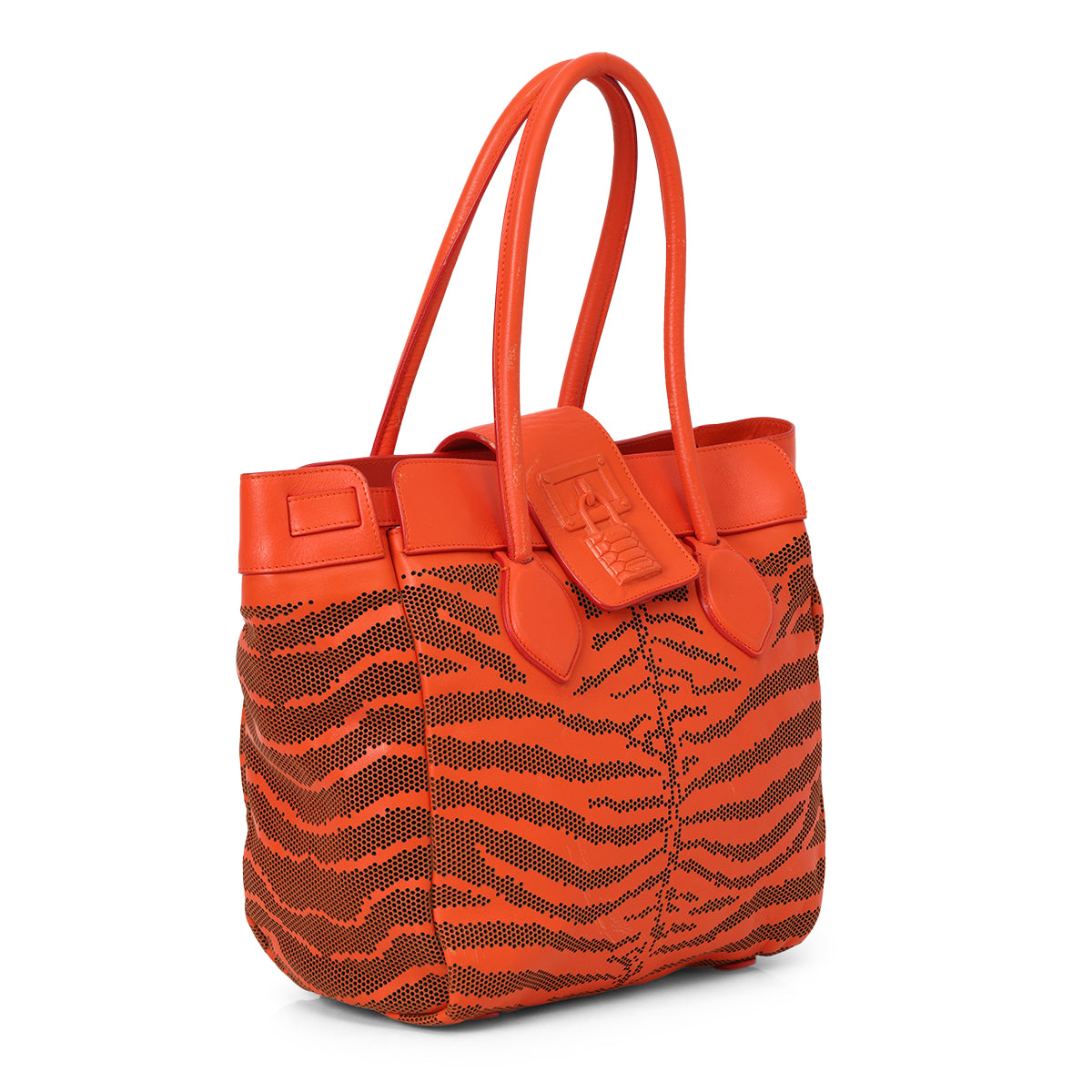 Orange Aand Black Perforated Tote One Size