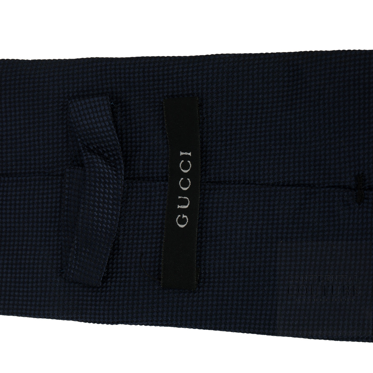 Navy Grenadine Weave Silk Tie with Crest Logo