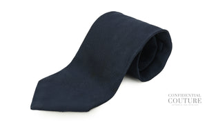 Navy Grenadine Weave Silk Tie with Crest Logo
