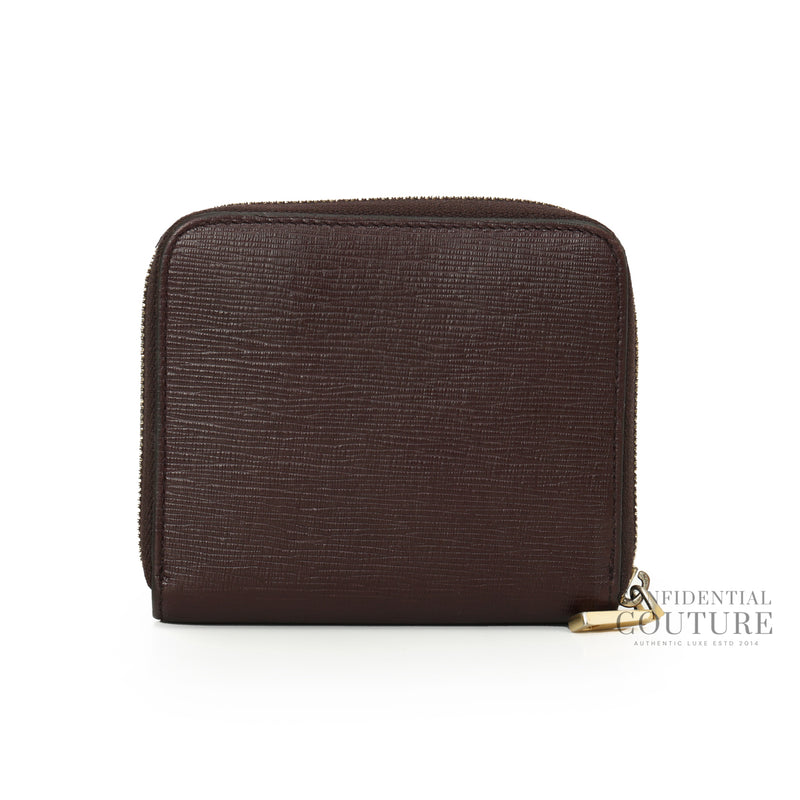 Bally dark plum leather compact wallet sale