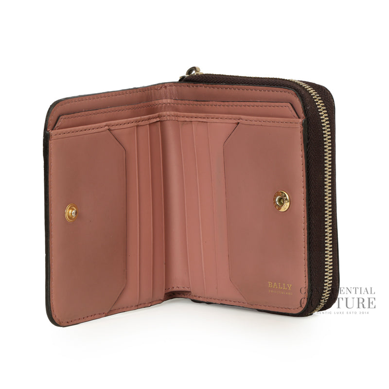 Pre-loved Bally Dark Plum Leather Compact Wallet