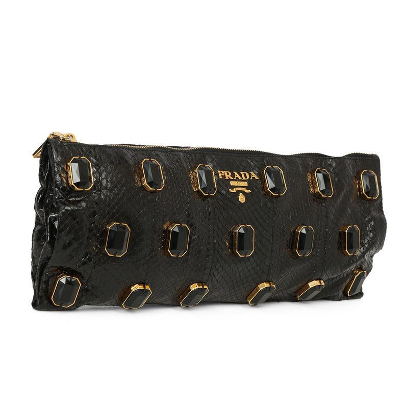 Pre loved prada pitone pietre clutch sale