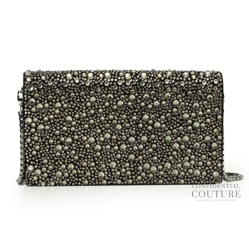 Black Suede Crystal Embellished Convertible Clutch