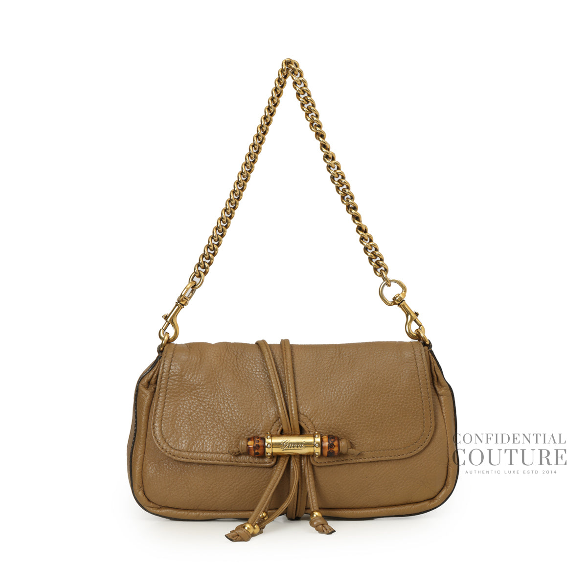 Camel Croisette Bamboo Shoulder Bag
