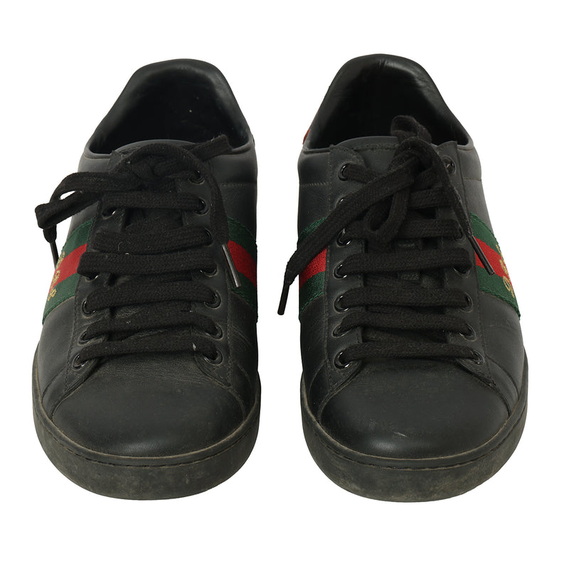 women Gucci Ace Black Leather Sneakers EU 38 | UK 5 | US 6