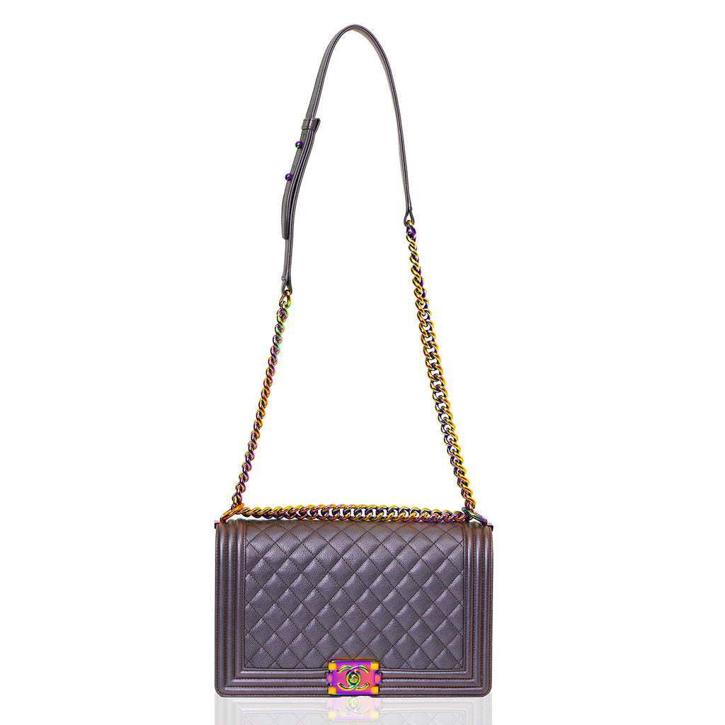 Shop Pre‑Owned Authentic Chanel Medium Boy Iridescent Purple