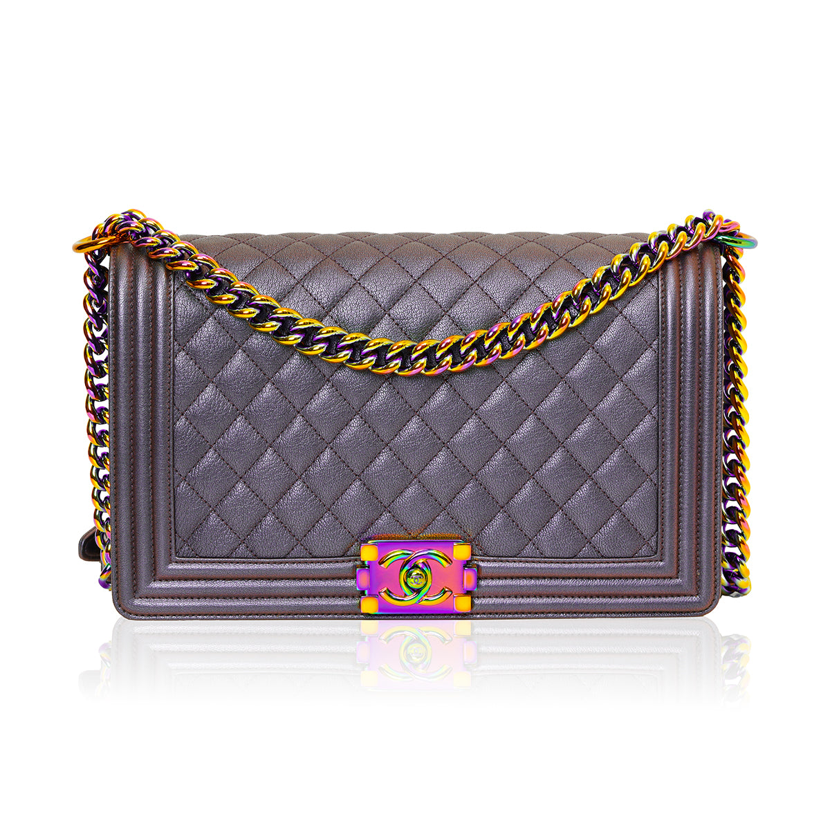 Chanel Boy Iridescent Rainbow Purple Crossbody