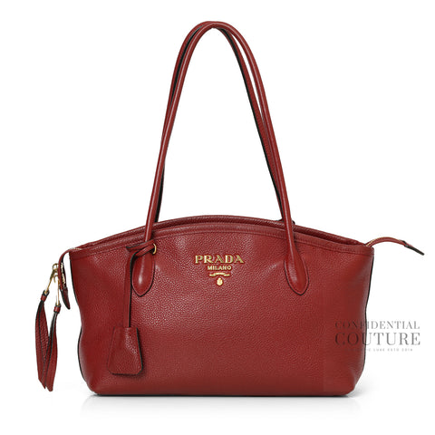 Vitello Phenix Leather Rubino Red Shoulder Bag