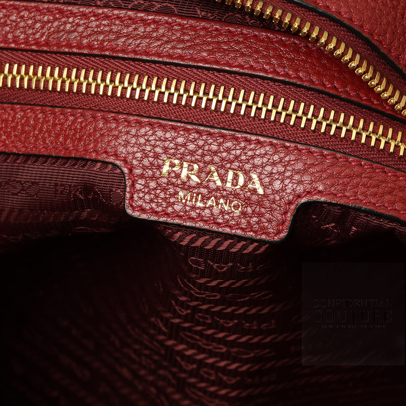 Vitello Phenix Leather Rubino Red Shoulder Bag