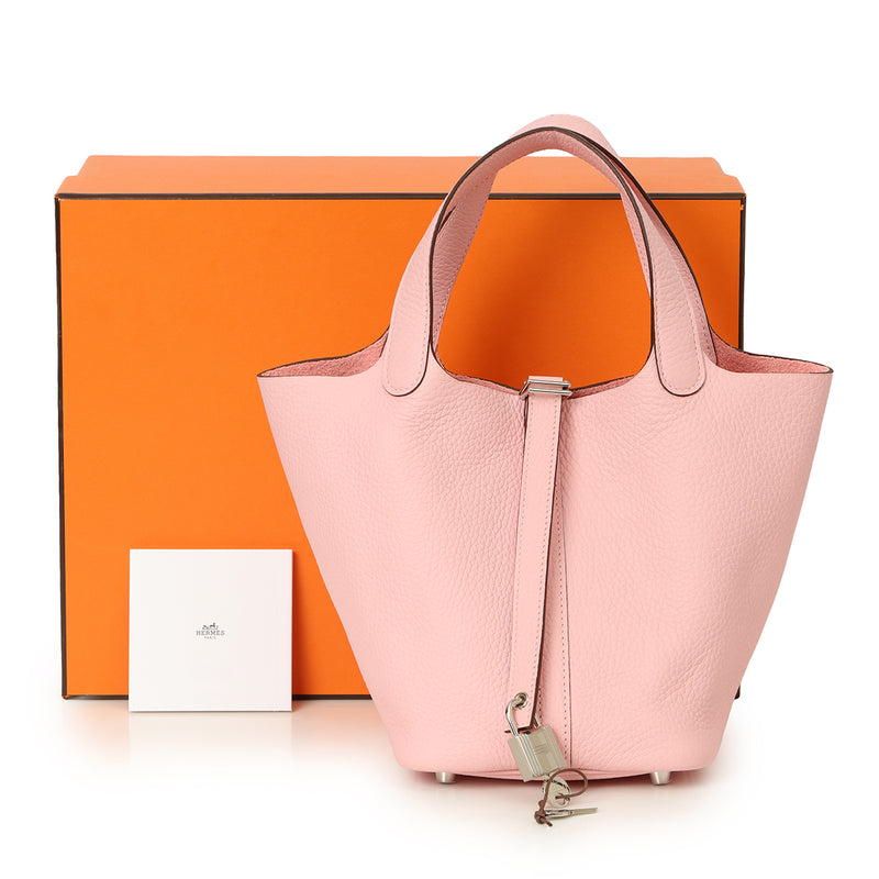 Hermes Sac Picotin Lock 18 Taurillion Clemence 3Q Rose Sakura Bag