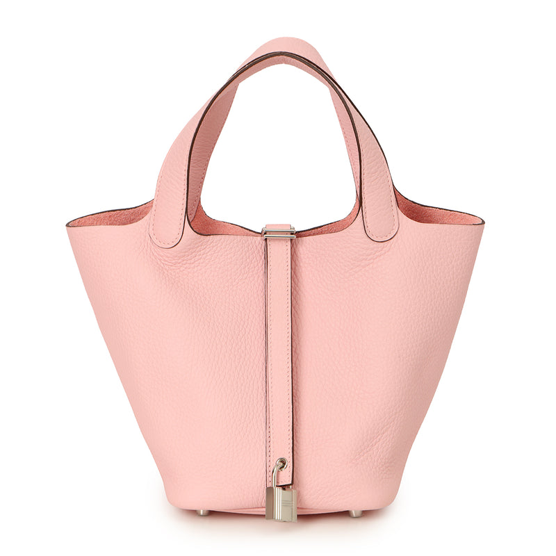 Hermes Sac Picotin Lock 18 Taurillion Clemence 3Q Rose Sakura Bag