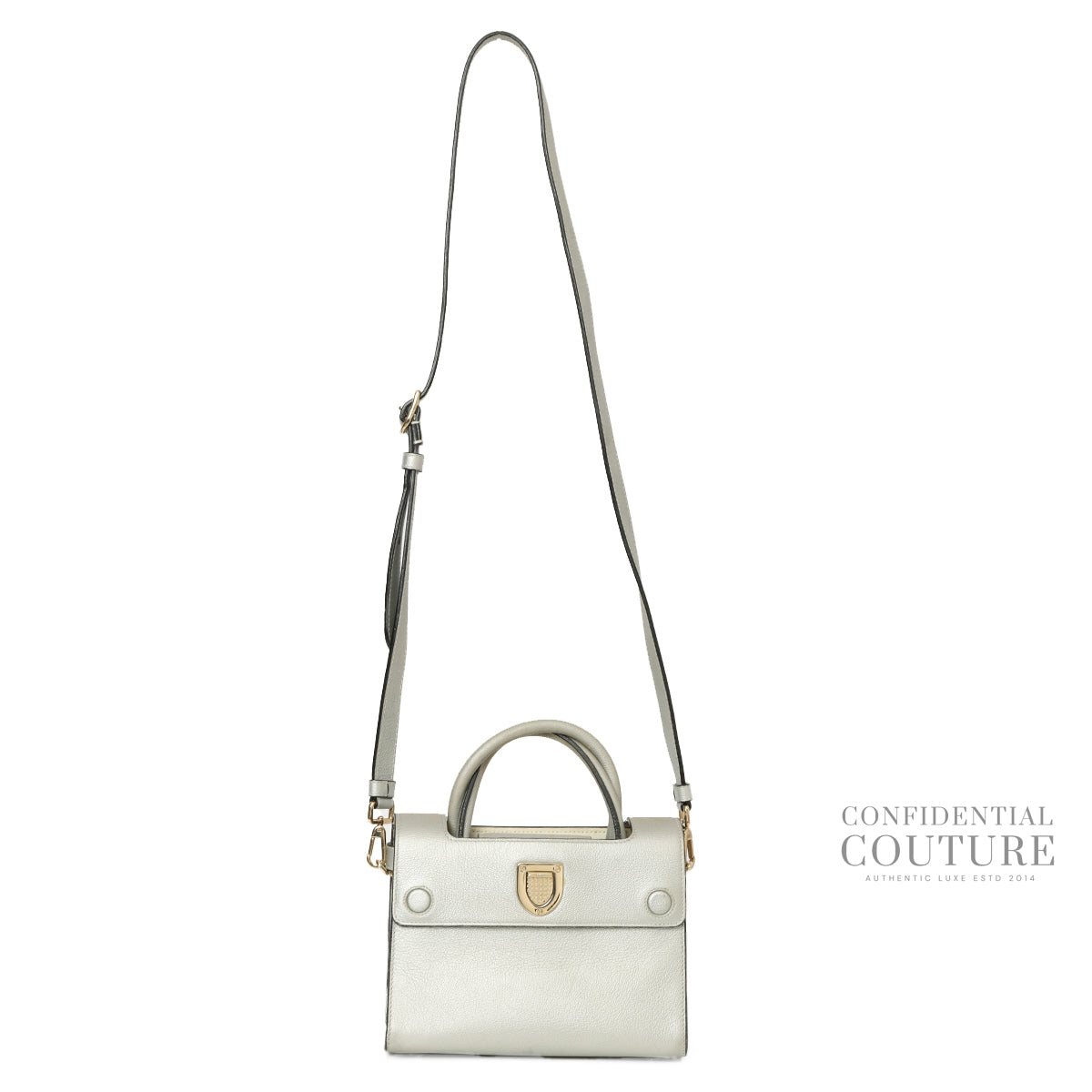 Silver Diorever Mini Leather Bag