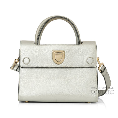 Silver Diorever Mini Leather Bag