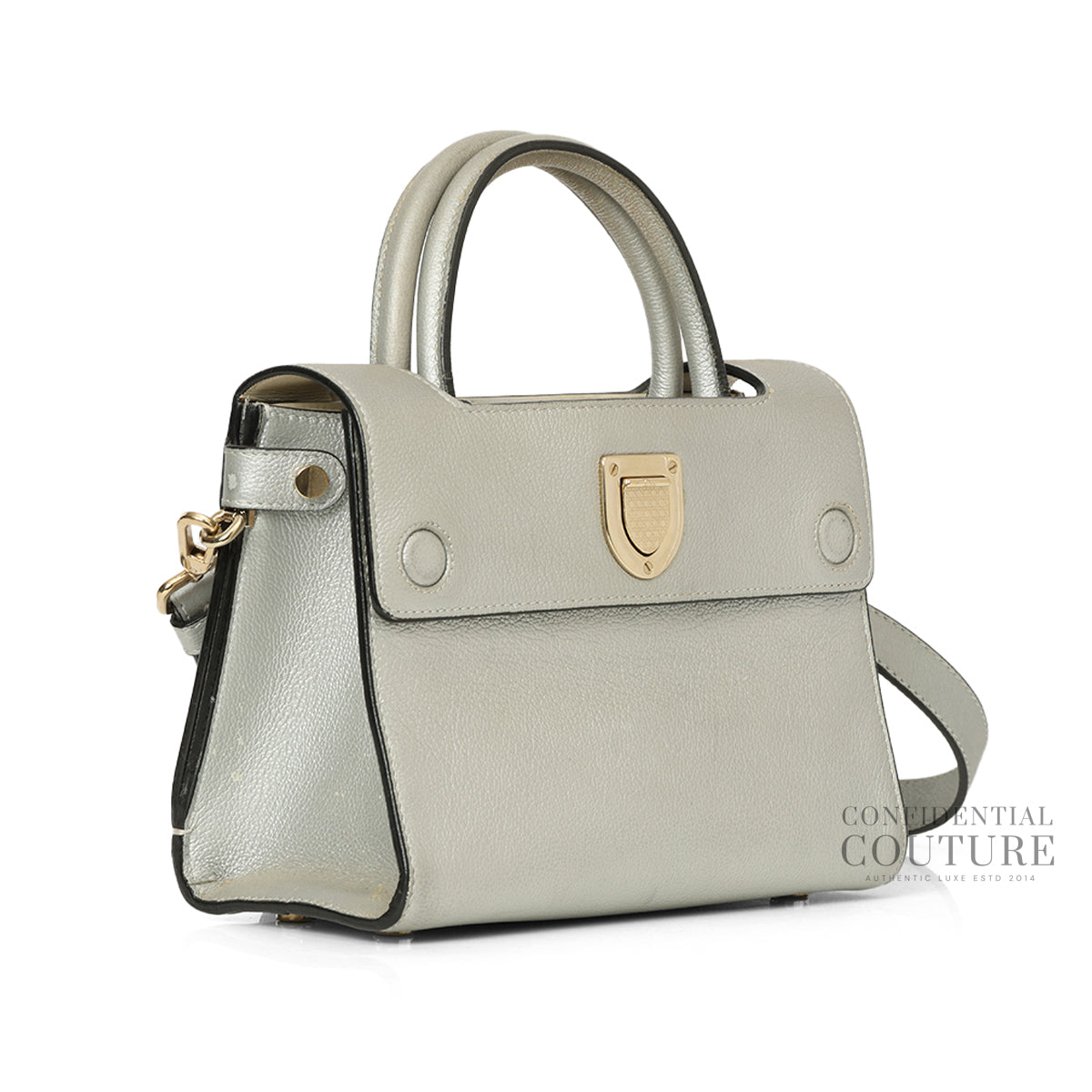 Silver Diorever Mini Leather Bag