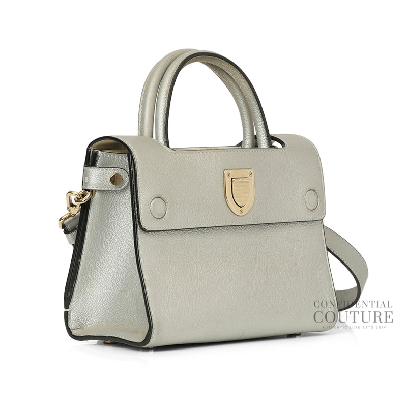 Women christian dior silver diorever mini leather bag