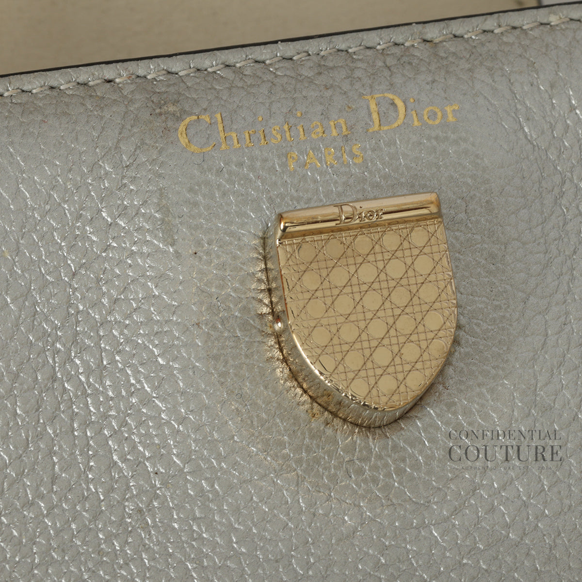 Silver Diorever Mini Leather Bag