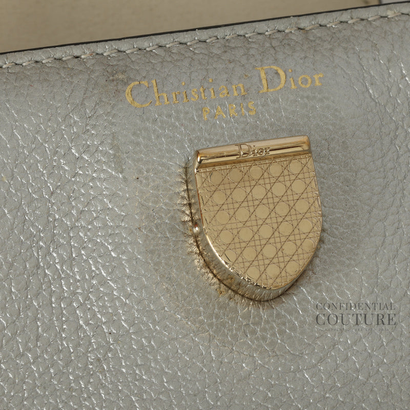 women Christian Dior Silver Diorever Mini Leather Bag