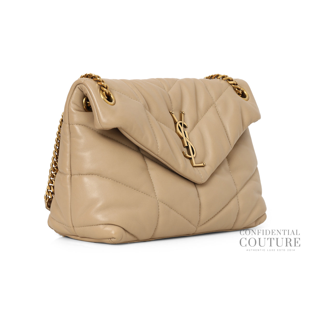 Dark Beige Puffer Small Shoulder Bag