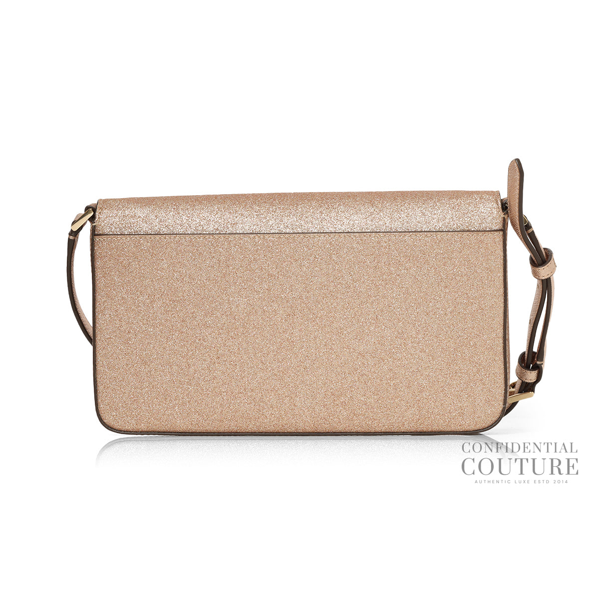 Spade Fine Glitter Rose Gold Flap Shoulder Bag