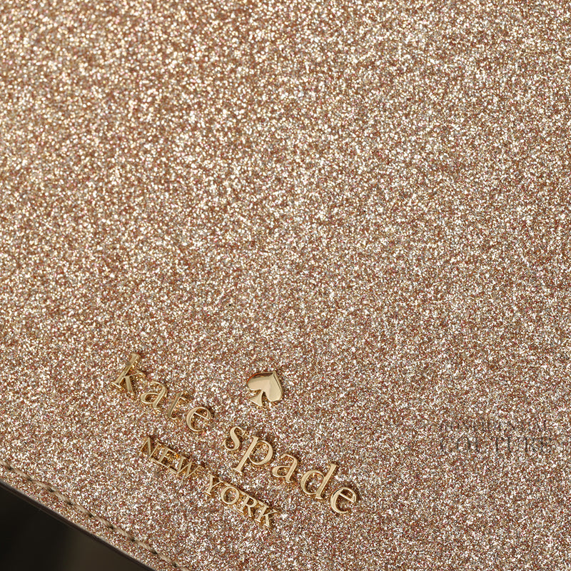 Spade Fine Glitter Rose Gold Flap Shoulder Bag