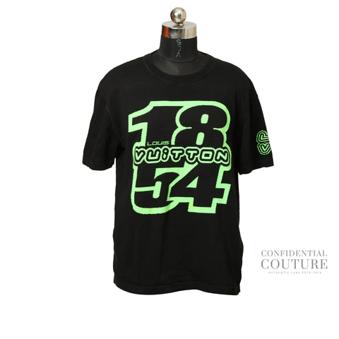 1854 Black Graphic Knit Tshirt- L