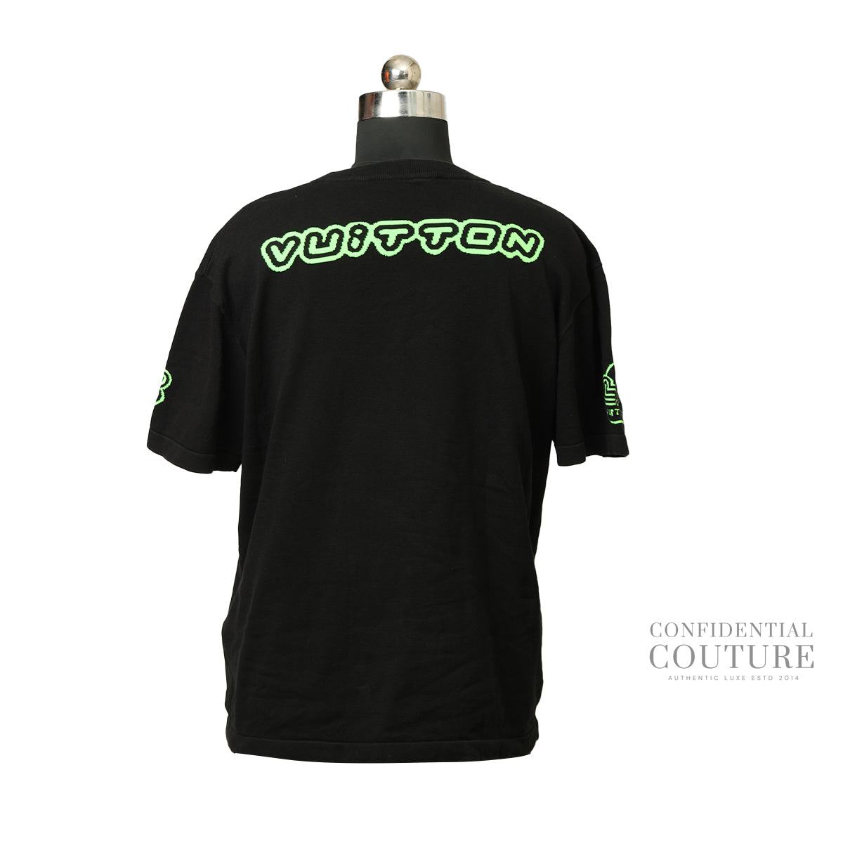 1854 Black Graphic Knit Tshirt- L
