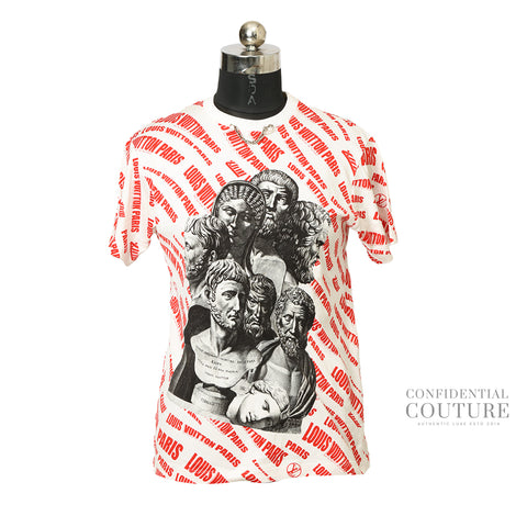 Fornasetti 2021 Statue White Red logo Boxy Knit Top-S