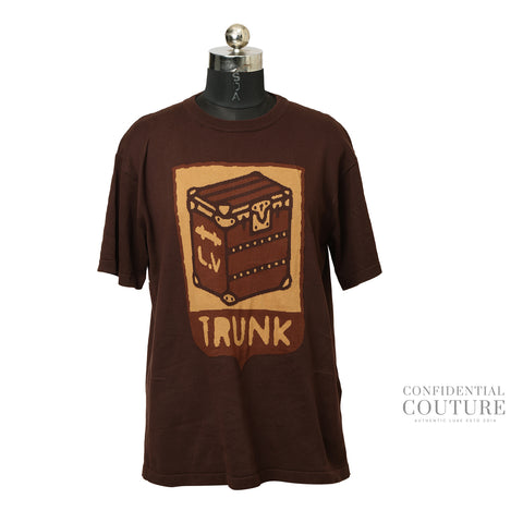 Brown Graphic Short-Sleeved Crewneck T-Shirt UK L