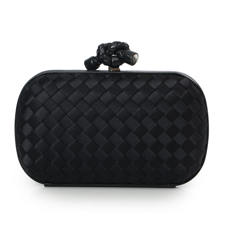 Black Satin Knot Clutch