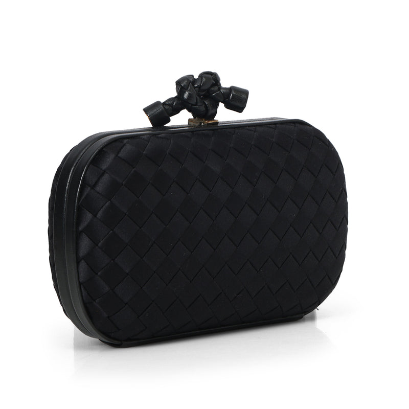 Black Satin Knot Clutch