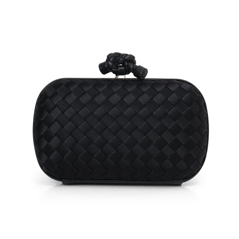 Black Satin Knot Clutch