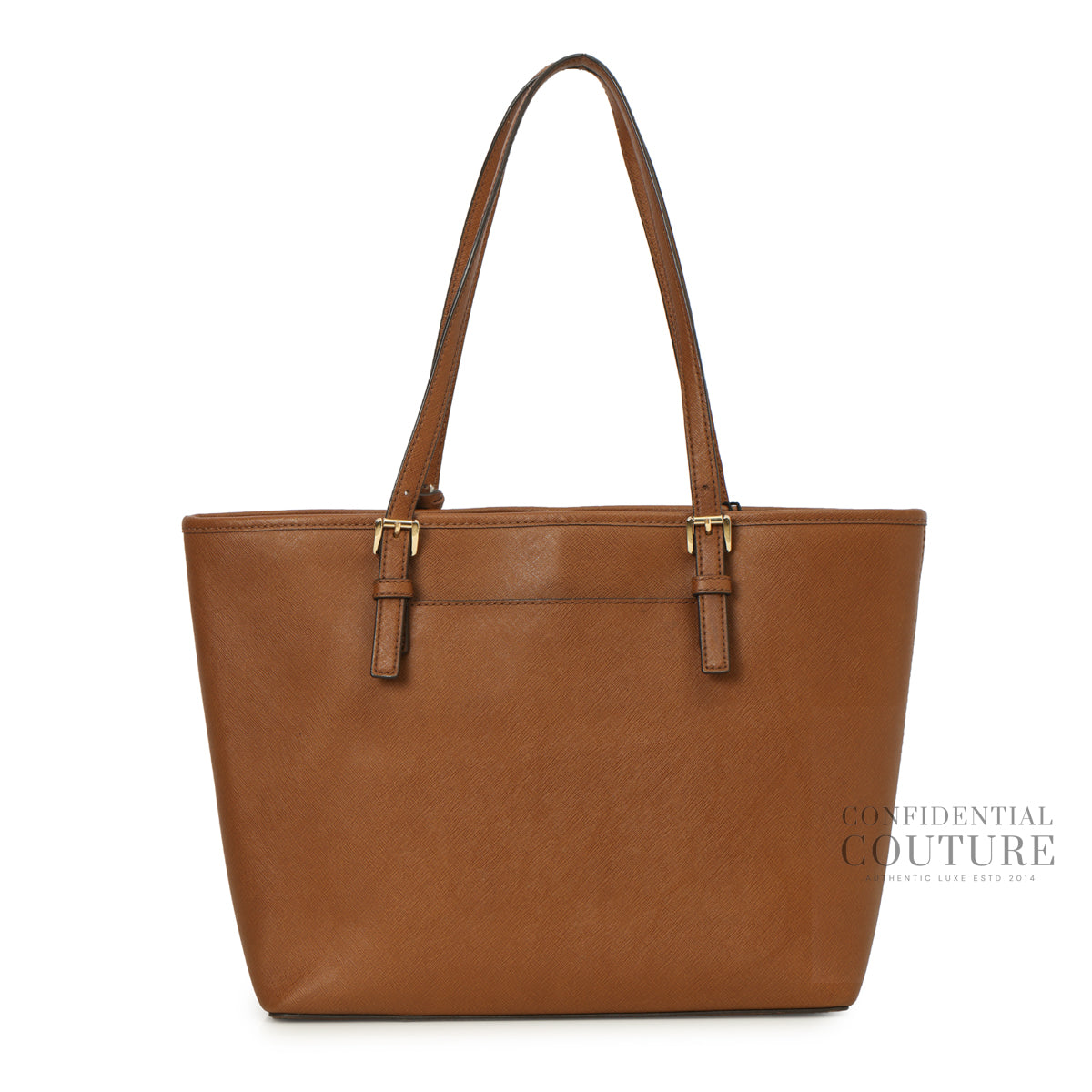 Quinn Large Top Zip Brown Tote Bag
