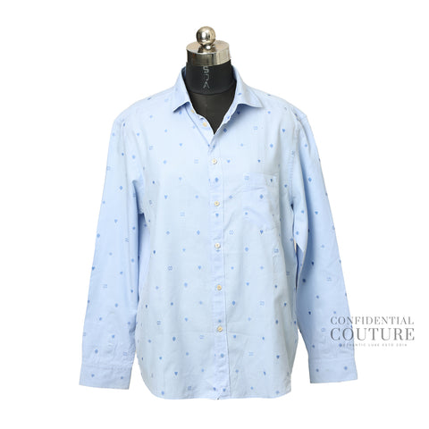 Light Blue Embroidered Button- Down Shirt- 44
