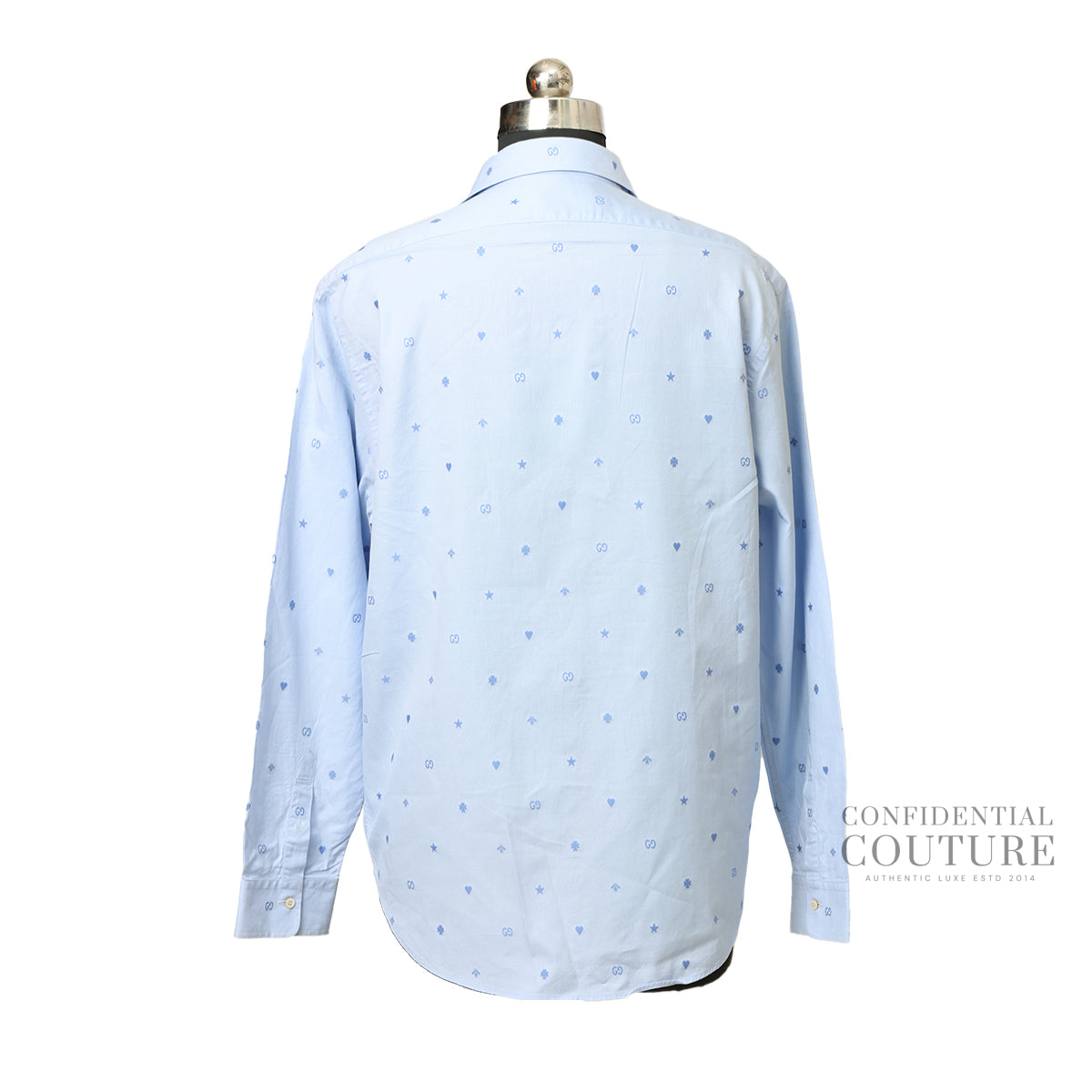 Light Blue Embroidered Button- Down Shirt- 44