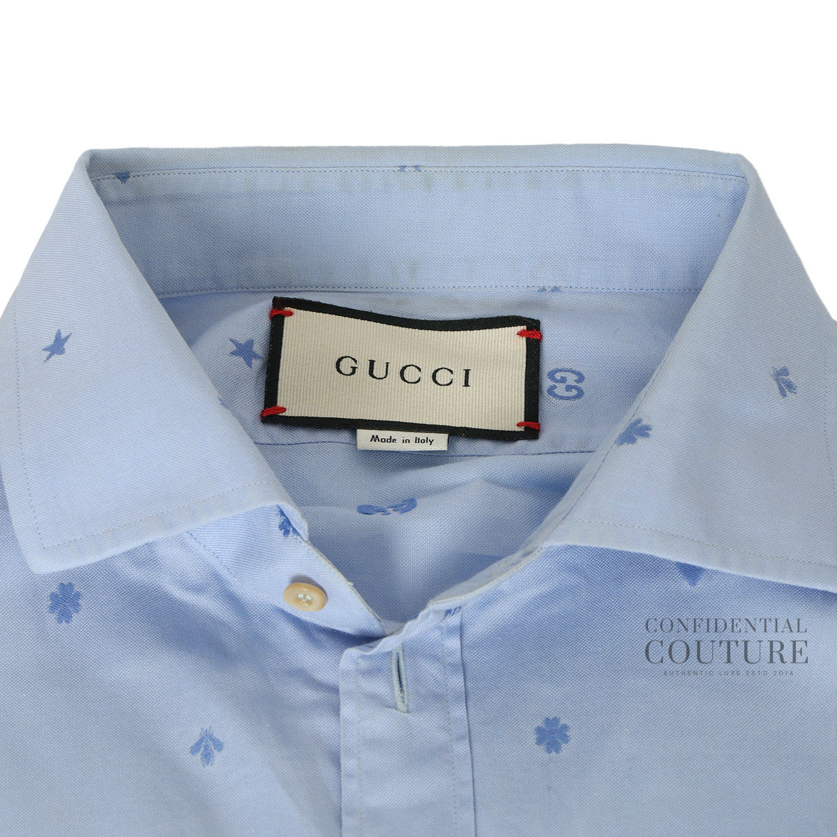 Light Blue Embroidered Button- Down Shirt- 44