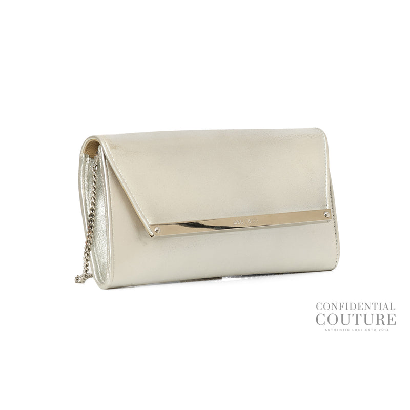 Pre-loved Jimmy Choo Silver Emmie Clutch Bag