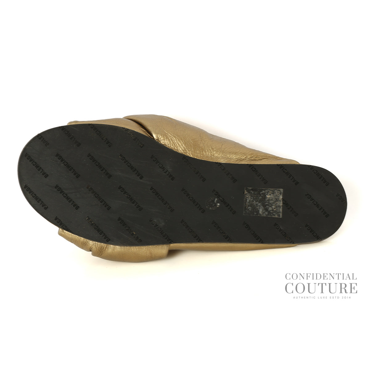Women’s Gold Leather Flat Slides Size 37