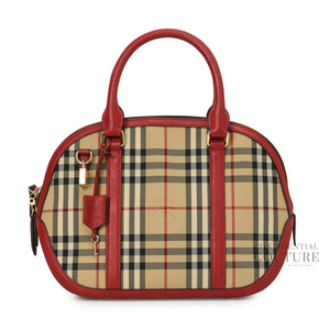 Leather House Check Canvas Small Orchard Bowling Bag
