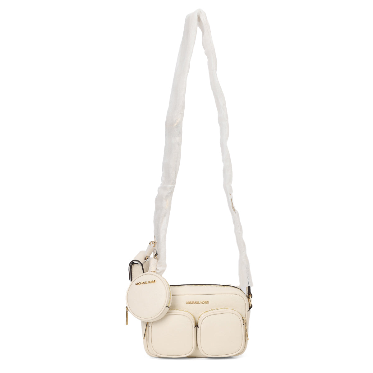 Beige Jet Set Leather Medium Crossbody Bag with Case for Apple Airpods Pro