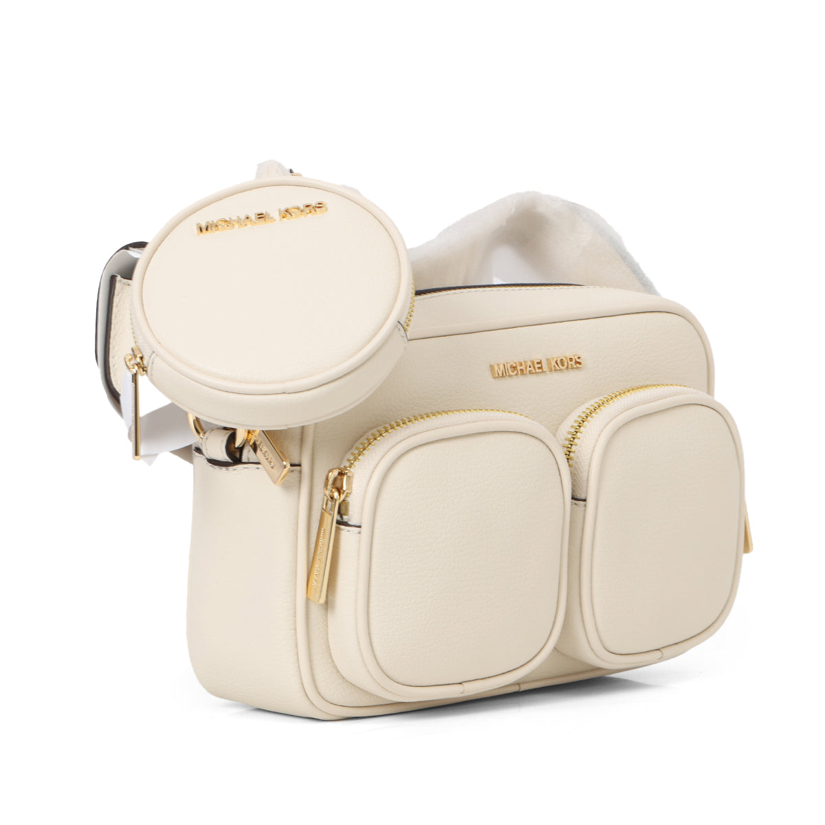 Beige Jet Set Leather Medium Crossbody Bag with Case for Apple Airpods Pro