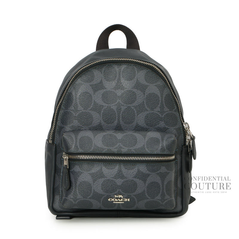 Charcoal Grey Monogram Canvas & Leather Mini Backpack