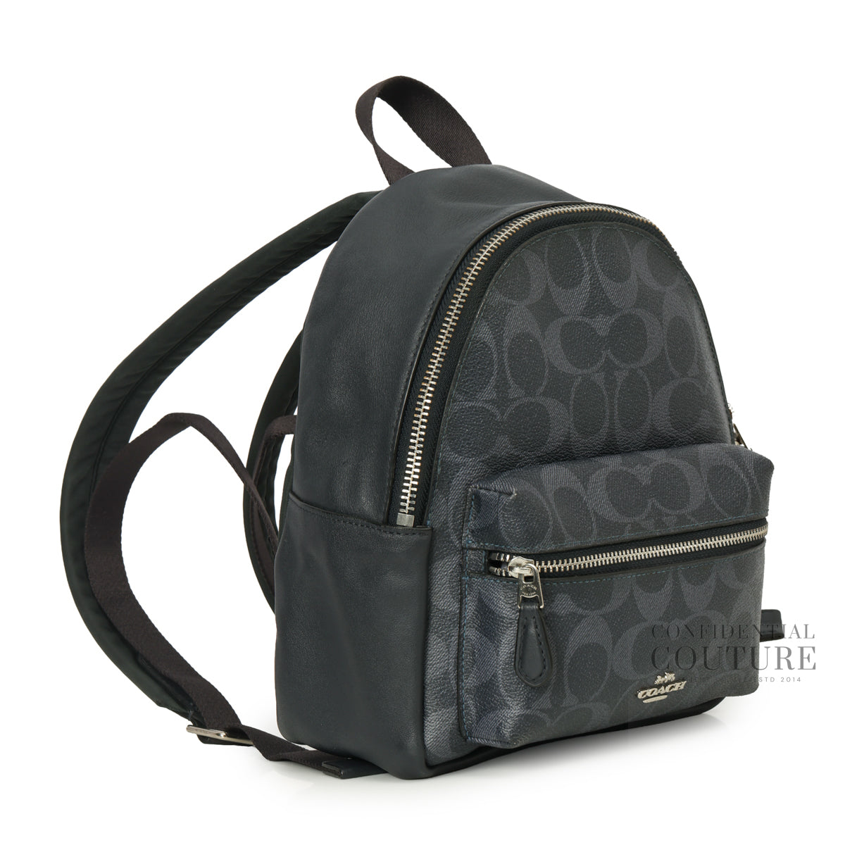 Charcoal Grey Monogram Canvas & Leather Mini Backpack