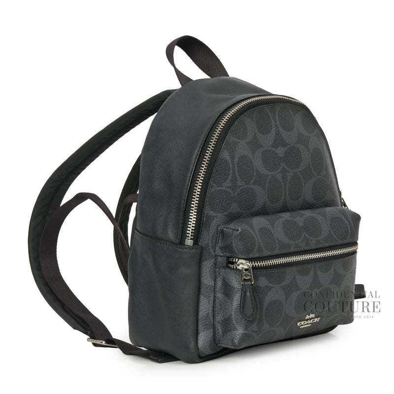 Charcoal Grey Monogram Canvas & Leather Mini Backpack