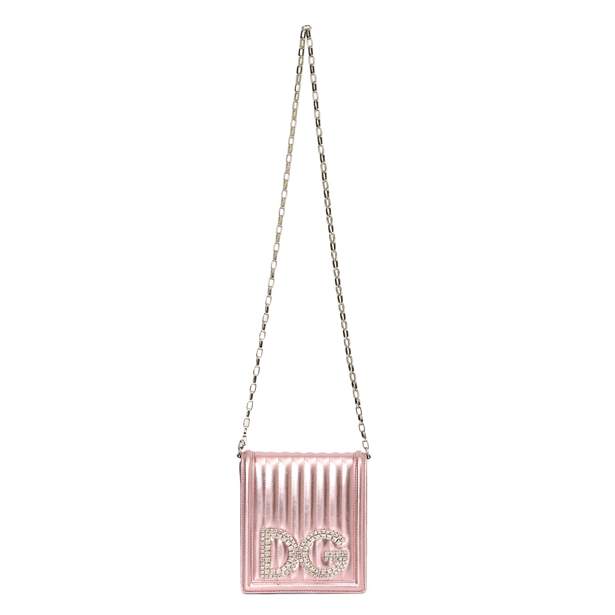 Metallic Pink Leather DG Girl Shoulder Bag