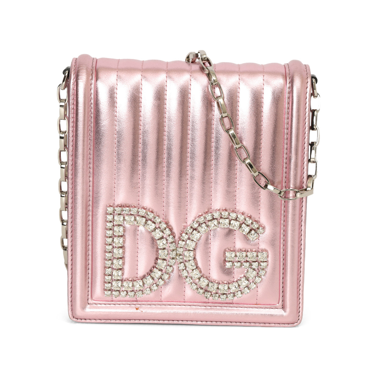 Metallic Pink Leather DG Girl Shoulder Bag