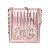 Metallic Pink Leather DG Girl Shoulder Bag