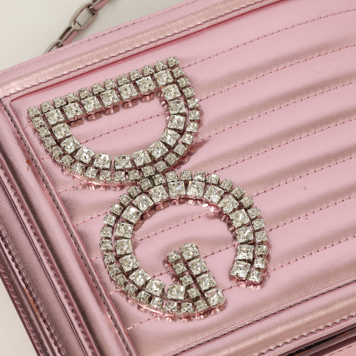 Metallic Pink Leather DG Girl Shoulder Bag