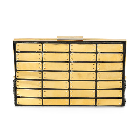 Black Patent & Gold Hardware Clutch