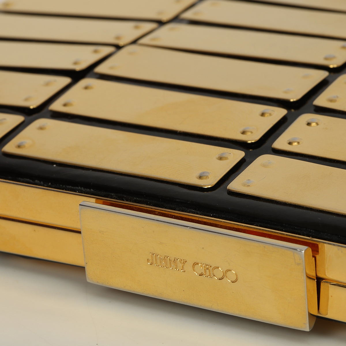 Black Patent & Gold Hardware Clutch