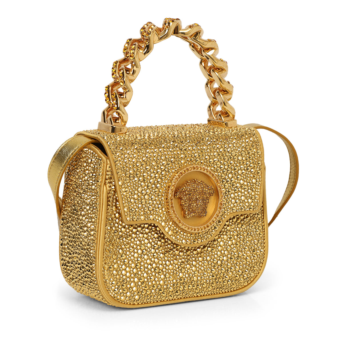 Crystal LA Medusa Mini Gold Bag